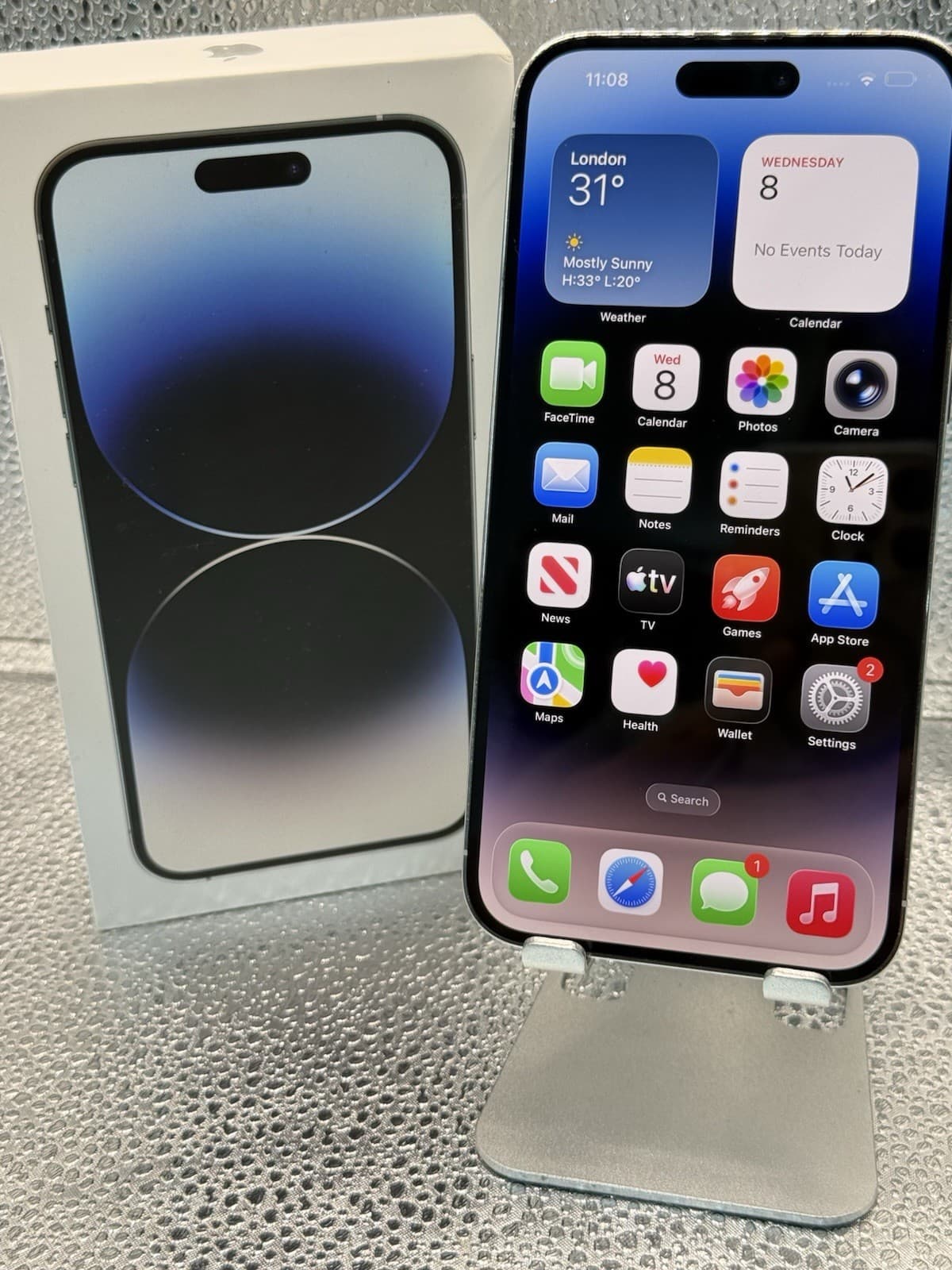 iPhone 14 Pro Max 128GB Silver 88% Battery Health Boxed Inc Wire, grade Good