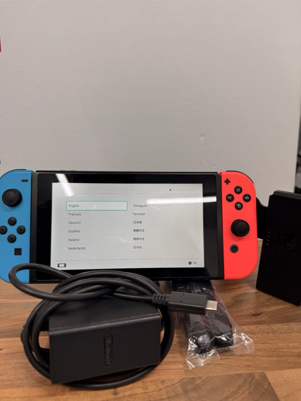 Nintendo Switch Console With Accessories + Charger Red And Blue, grade Good