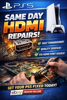 PS5 PlayStation 5 HDMI Port Repair Service, Same Day Shipping fast and reliable, grade New · Open Box