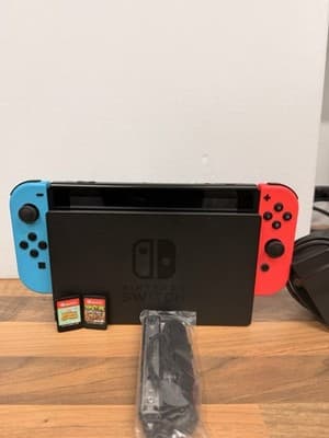 Nintendo Switch, Blue And Red Unboxed All Accessories , Includes Games, grade Good